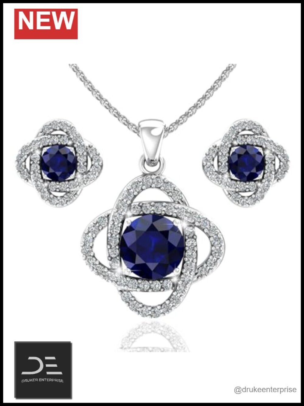 925 Sterling Silver Love Knot Earrings & Necklace Jewelry Set